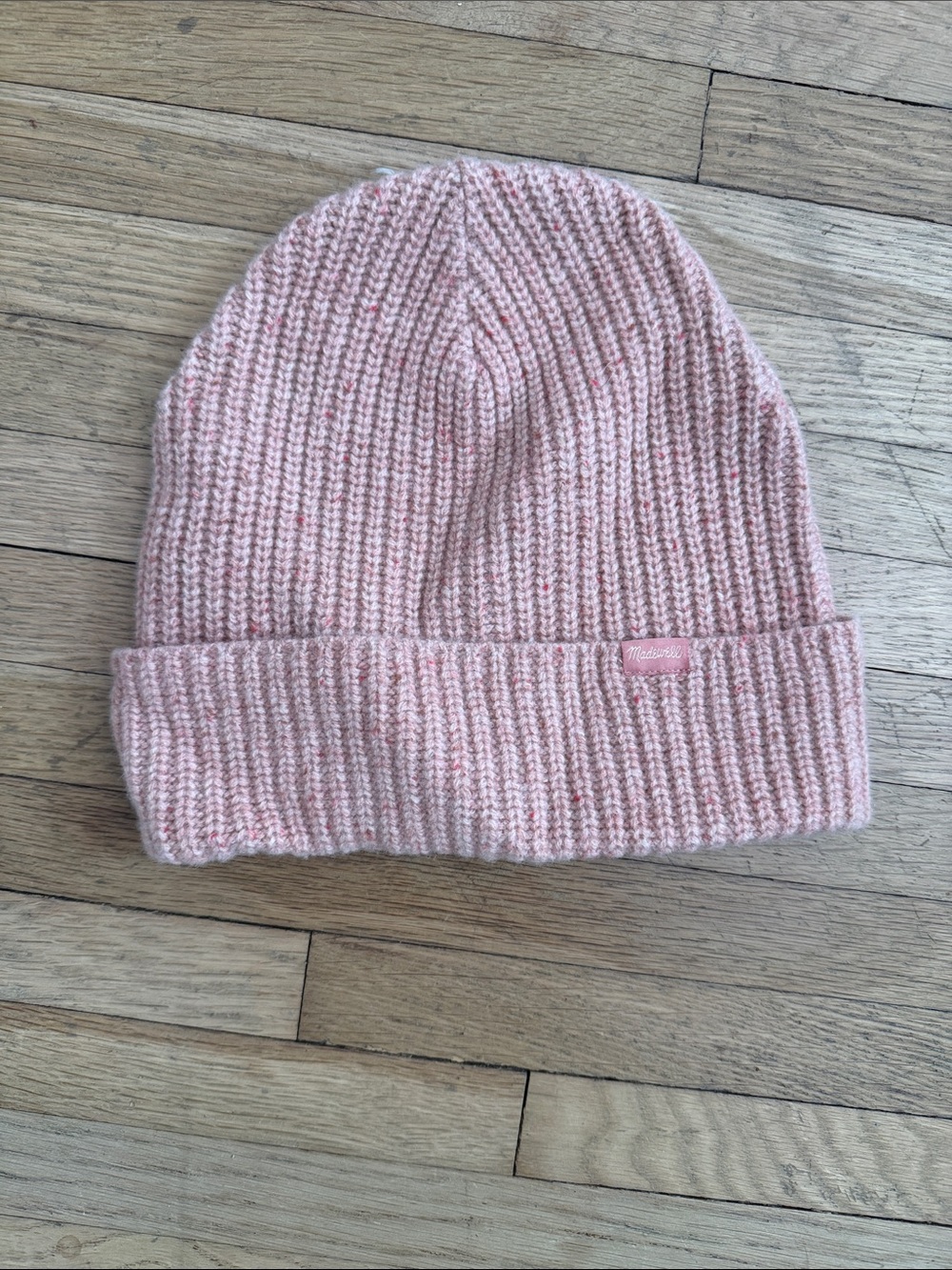 Madewell Ribbed Knit Beanie in Blush with Speckle